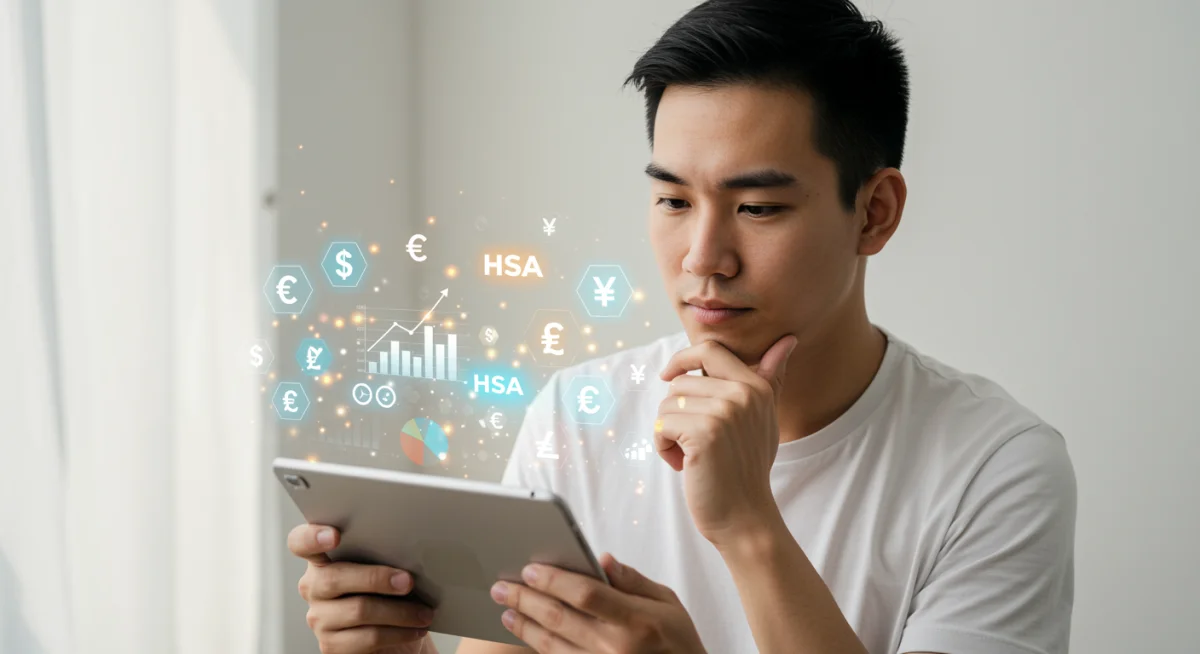 Individual analyzing investment charts for optimizing their HSA in 2025.