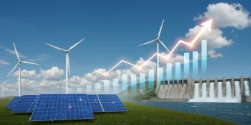 Illustration of diverse renewable energy sources powering a sustainable future.