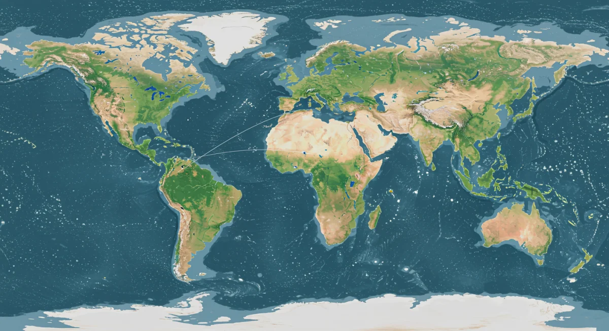 World map showing geopolitical instability, cyber threats, and climate change impacts
