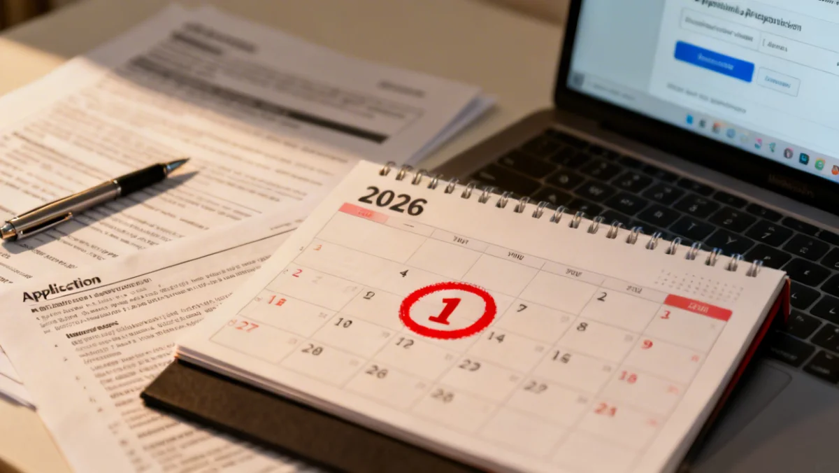 March 1st 2026 deadline highlighted on a calendar with application materials