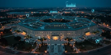 Pentagon building with digital threat overlays, symbolizing 2026 national security assessment