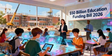Students and teachers in a modern classroom benefiting from the 2026 education funding bill