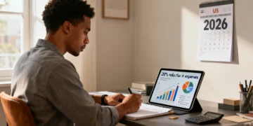 Financial planning on a tablet for 2026, showing expense reduction