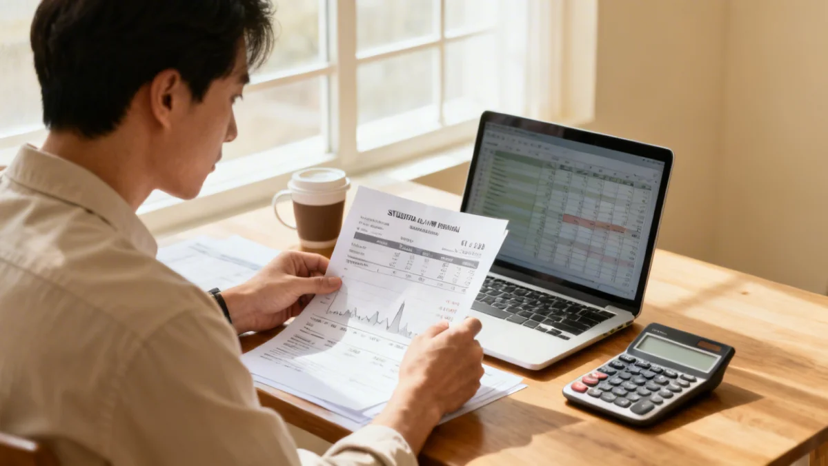 Person analyzing student loan documents for forgiveness eligibility