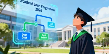 Illustration of student loan forgiveness pathways for 2026, showing debt relief options